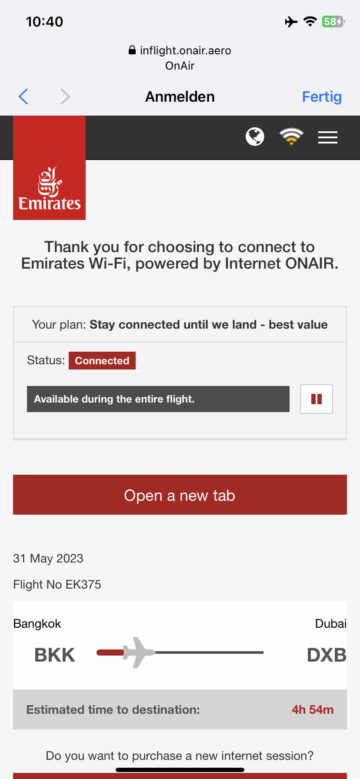 Emirates First Class Airbus A380 Wifi5