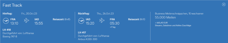 Lufthansa Meilenschnaeppchen Juli 2023 Washington