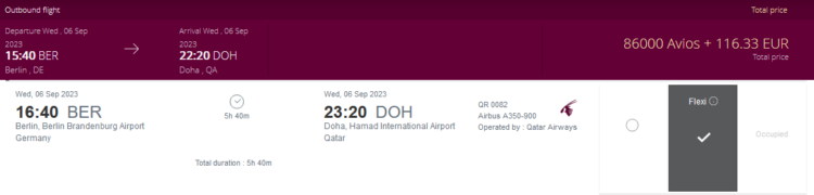 Privilege Club Praemienflug Qatar Airways Business Class Berlin Doha Offpeak Flexi