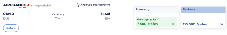 Flying Blue Praemienflug Air France Economy Class Duesseldorf Korsika