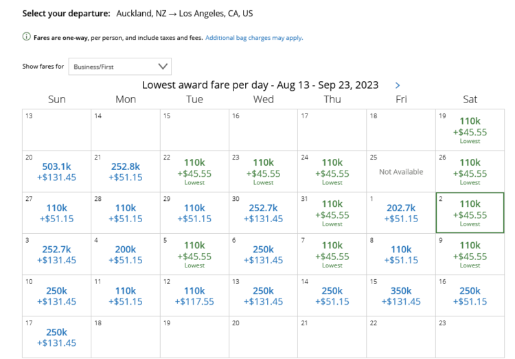 United Mileageplus Verfuegbarkeiten Business Class Auckland Los Angeles