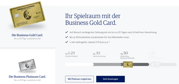 American Express Business Kreditkarten Zahlungsziel