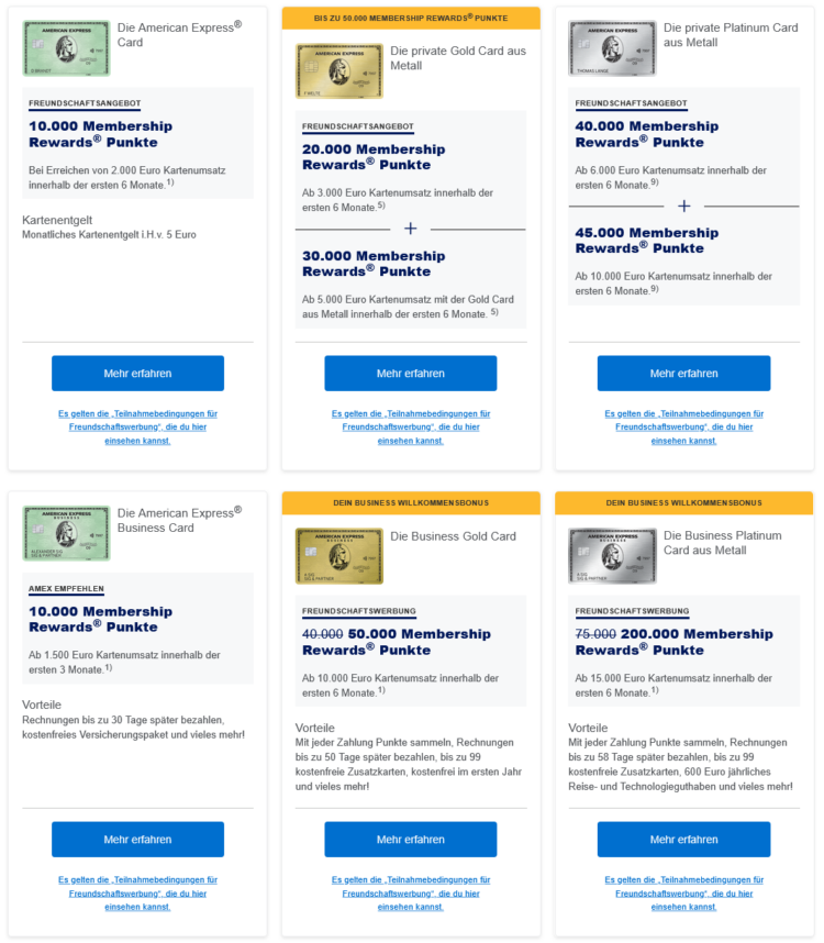 American Express Freundschaftswerbung Auswahl