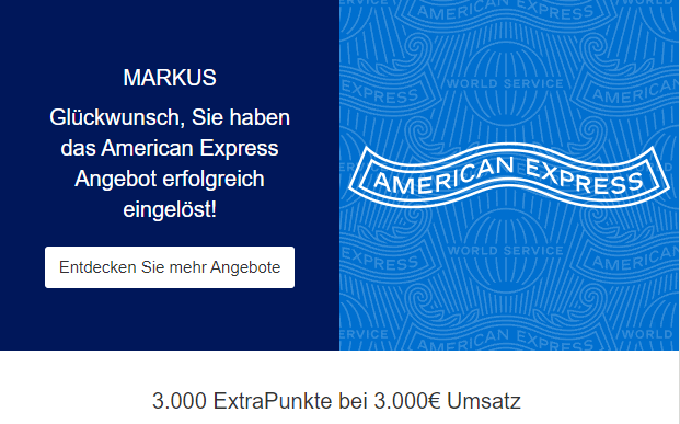 Amex Offers Umsatz 3000 Punkte