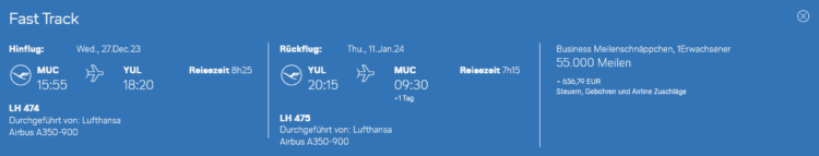 Lufthansa Meilenschnaeppchen September 2023 Montreal