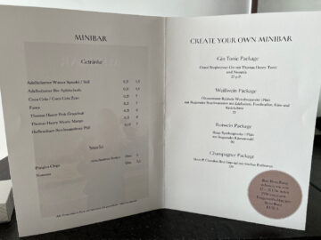 Kempinski Berchtesgaden Zimmer Minibar Menu