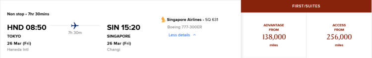 Krisflyer Praemienflug Singapore Airlines First Class Tokio Singapur