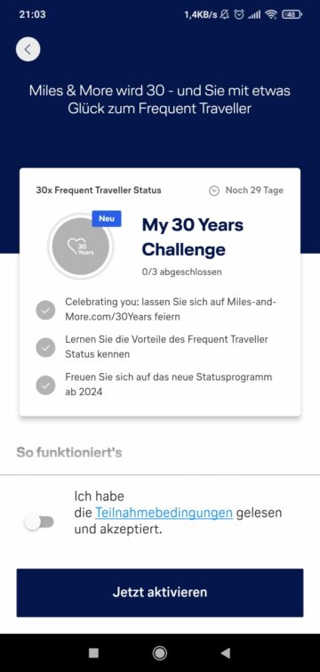 Miles And More My 30 Years Challenge Uebersicht