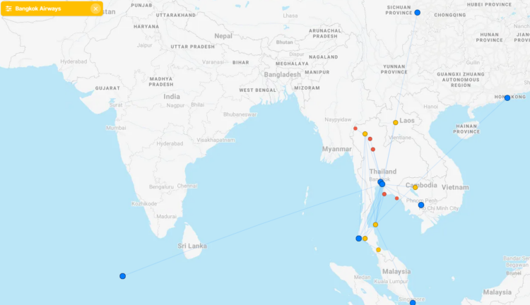 Bangkok Airways Strecken Flightconnections September 2024