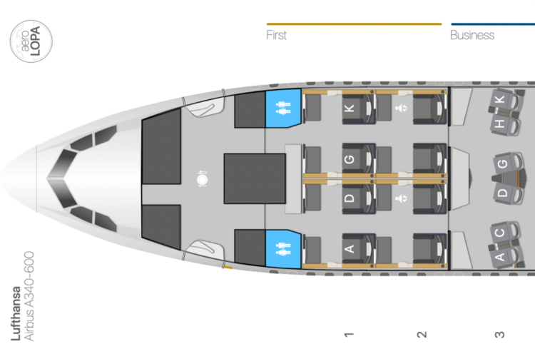 Lufthansa First Class Airbus A340 600 Seatmap Aerolopa