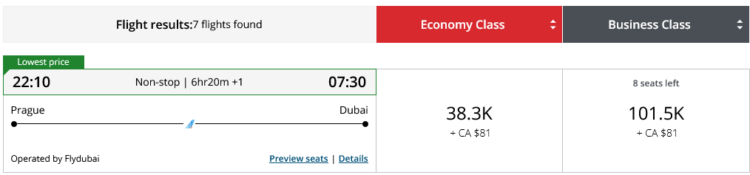 Aeroplan Praemienflug Flydubai Prag Dubai