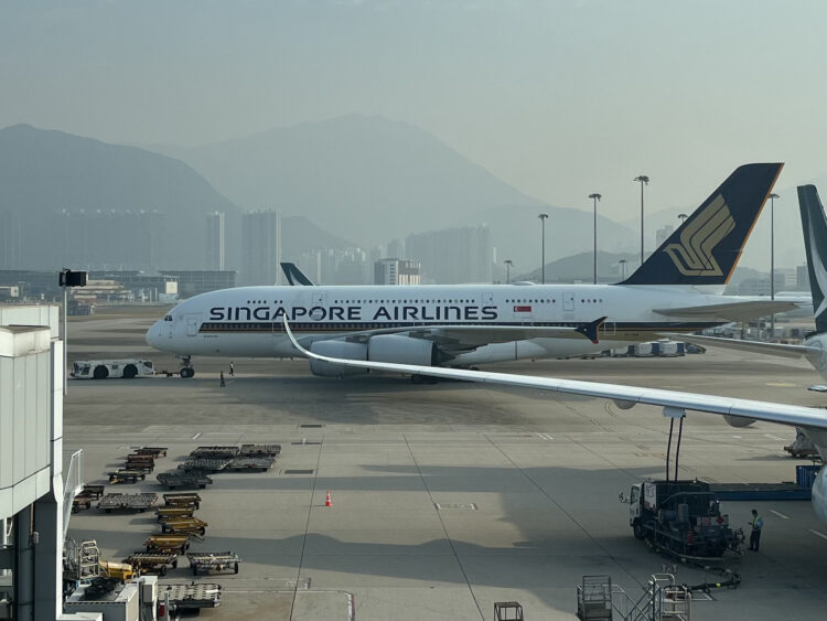 Singapore Airlines Airbus A380 Flugzeug Hongkong Airport 3