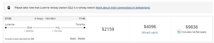 Air Canada Sbb Rail Verbindung