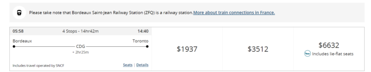 Air Canada Sncf Rail Verbindung