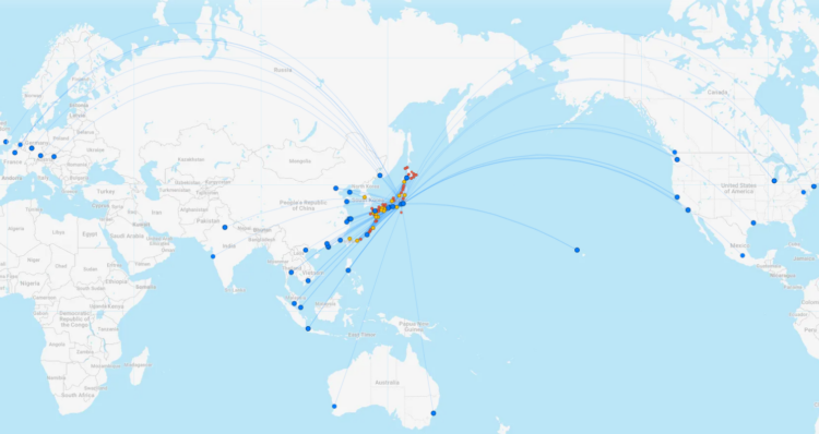 Ana Streckennetz Juli 2024 Flightconnectinos