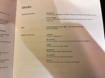 Cathay Pacific First Class Menu 7