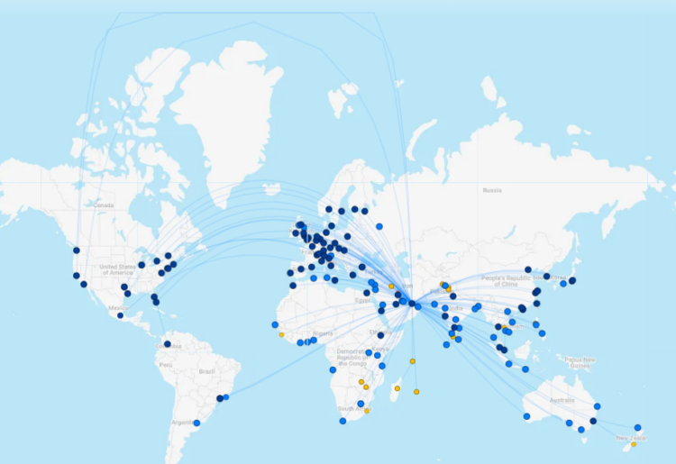Emirates Streckennetz Flightconnections Juli 2026
