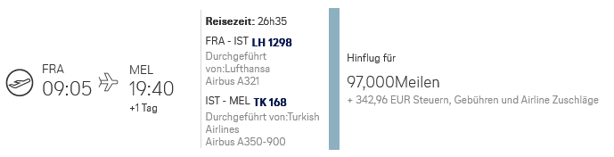 Miles And More Praemienflug Turkish Airlines Business Class Frankfurt Istanbul Melbourne
