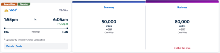 Skymiles Praemienflug Vietnam Airlines Business Class Frankfurt Hanoi