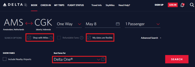 Delta Skymiles Suche Ams Cgk