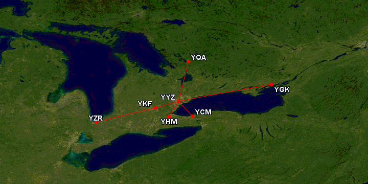 Great Circle Mapper Air Canada Bus