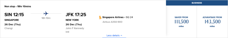 Krisflyer Praemienflug Singapore Airlines Business Class Singapur New York Jfk