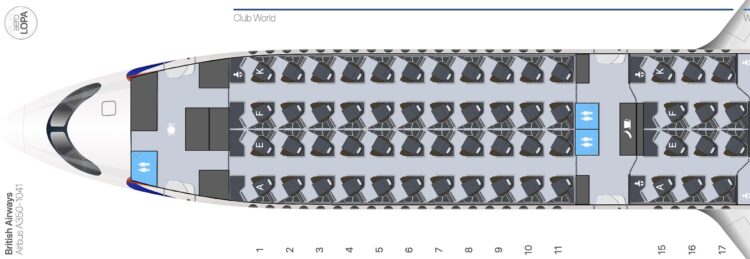 British Airways Airbus A350 1000 Seatmap Aerolopa Copyright