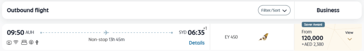 Etihad Guest Praemienflug Etihad Business Class Abu Dhabi Sydney