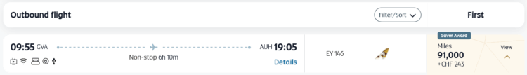 Etihad Guest Praemienflug Etihad First Class Genf Abu Dhabi