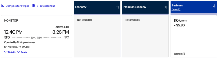 Mileage Plus Praemienflug Ana Business Class San Francisco Tokio