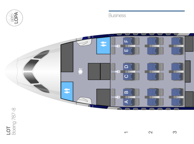 Aerolopa Lot Polish Airlines Boeing 787 8 Business Class Seatmap