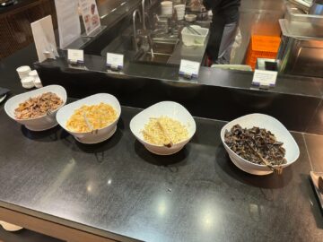 China Airlines Business Class Lounge Taipei Zutaten Nudelsuppe