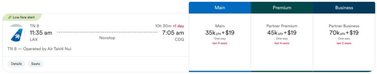 Alaska Air Atmos Rewards Praemienflug Air Tahiti Nui Business Class Los Angeles Paris Dezember 2025