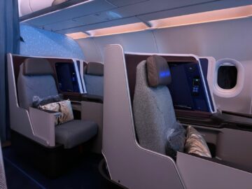 China Airlines Business Class Airbus A321neo Blick Sitzereihe Links