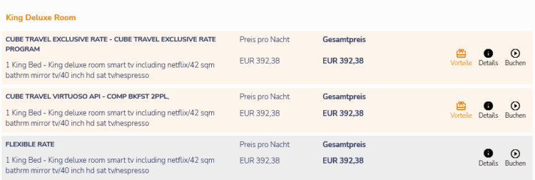 Moluxe Hotels Bruttopreise