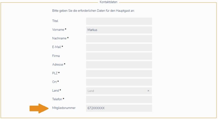 Moluxe Hotels Buchung Mitgliedsnummer Eintragen