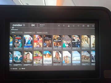 Condor Airbus A330neo Business Class Entertainment Bildschirm 7