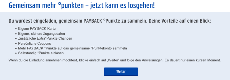 Payback Gemeinsames Punktekonto Einladung Erhalten