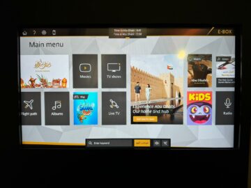 Etihad Airways Business Class Boeing 787 Entertainment Menue
