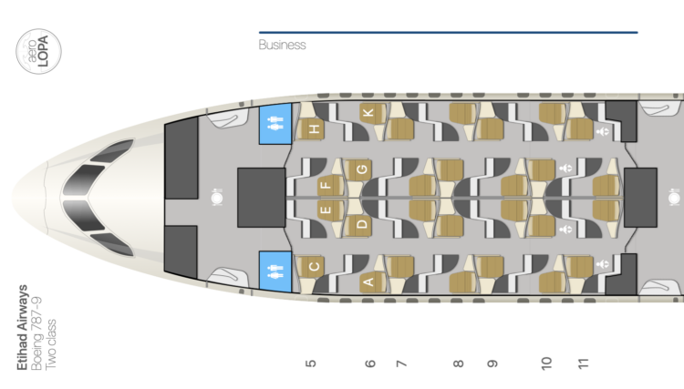 Etihad Airways Business Class Boeing 787-9 Sitzplan ©aeroLOPA