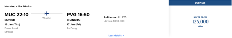 Krisflyer Praemienflug Lufthansa Business Class Muenchen Shanghai