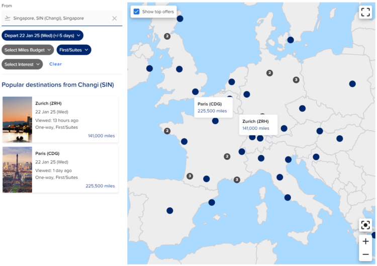 Krisflyer Redemption Map Beispiel
