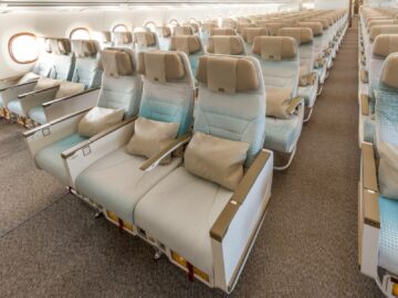 Emirates Airbus A350 900 Economy Class Kabine Vorne Copyright