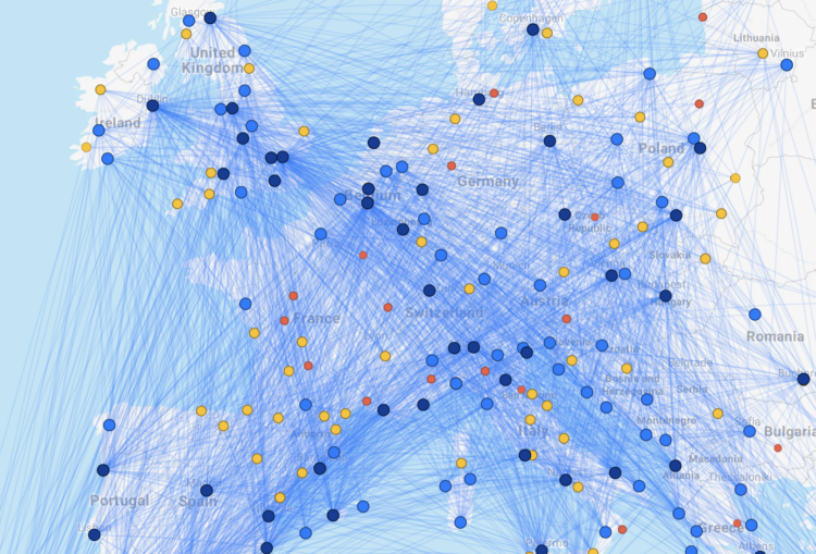 Flightconnections Ryanair Strecken Europa