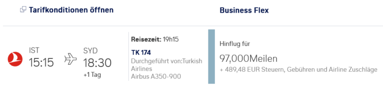 Miles And More Praemienflug Turkish Airlines Business Class Istanbul Sydney