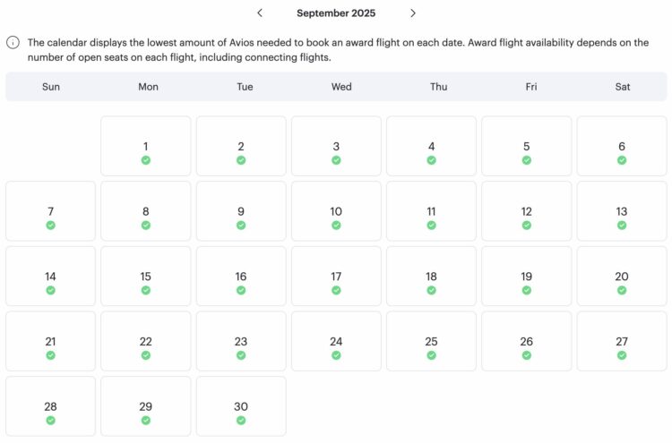 Qatar Airways Privilege Club Award Flight Finder Kalenderanssicht