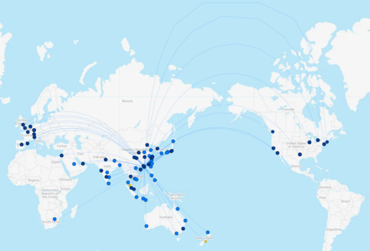 Cathay Pacific Streckennetz Janaur 2025 Flightconnections