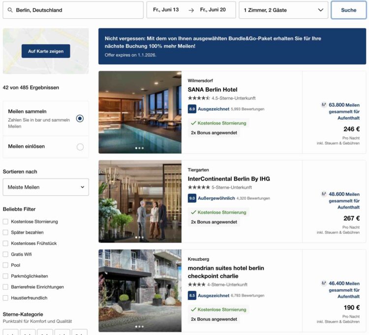 Hotels And Cars Miles And More Beispielbuchung Berlin Bundle L Bonus