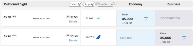 Etihad Guest Praemienflug Jetblue Business Class Amsterdam New York