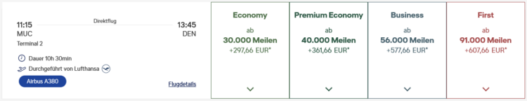 Miles And More Praemienflug Lufthansa Muenchen Denver